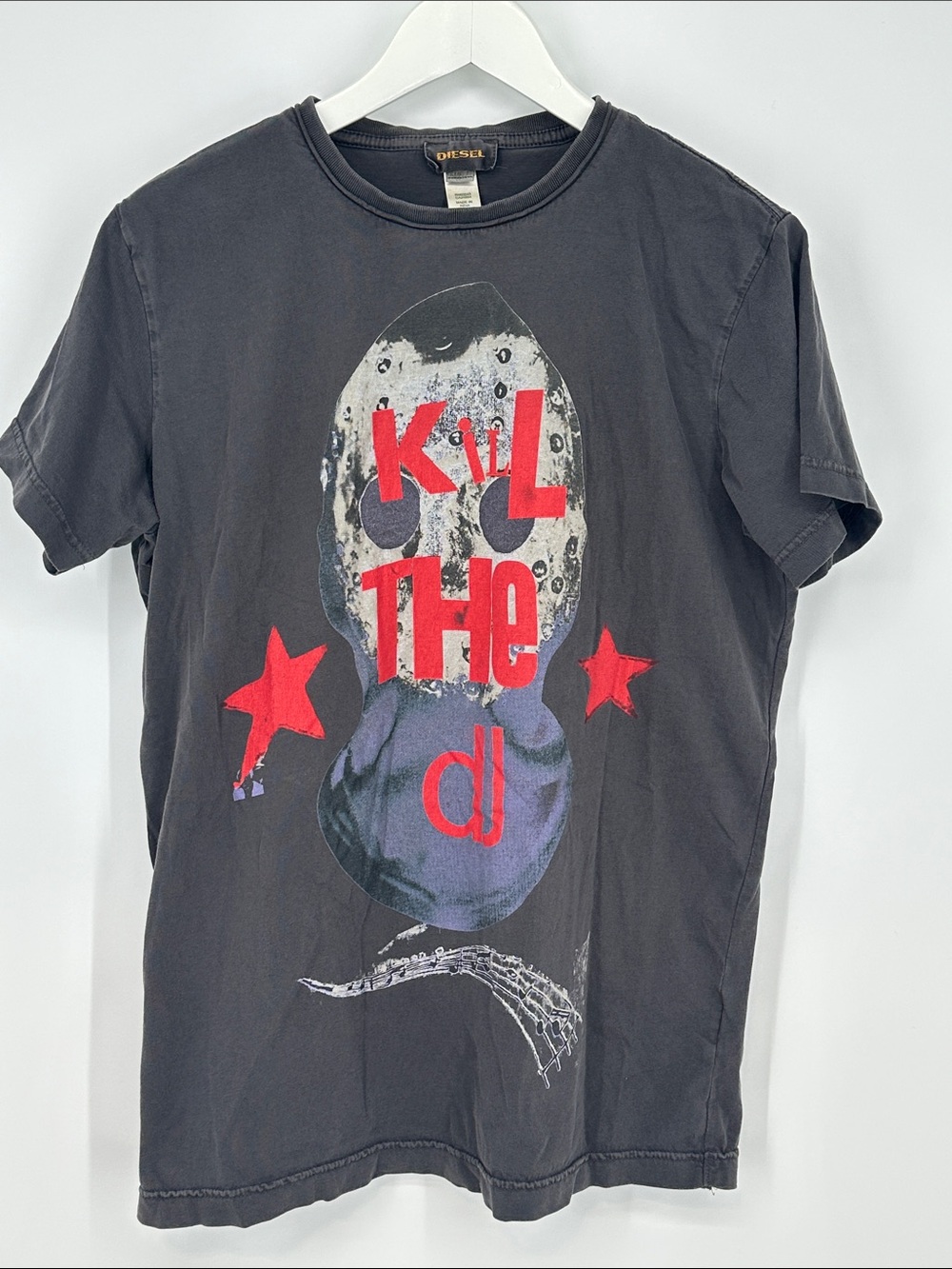 Diesel Kill The DJ Grey Graphic Tee - Size Large